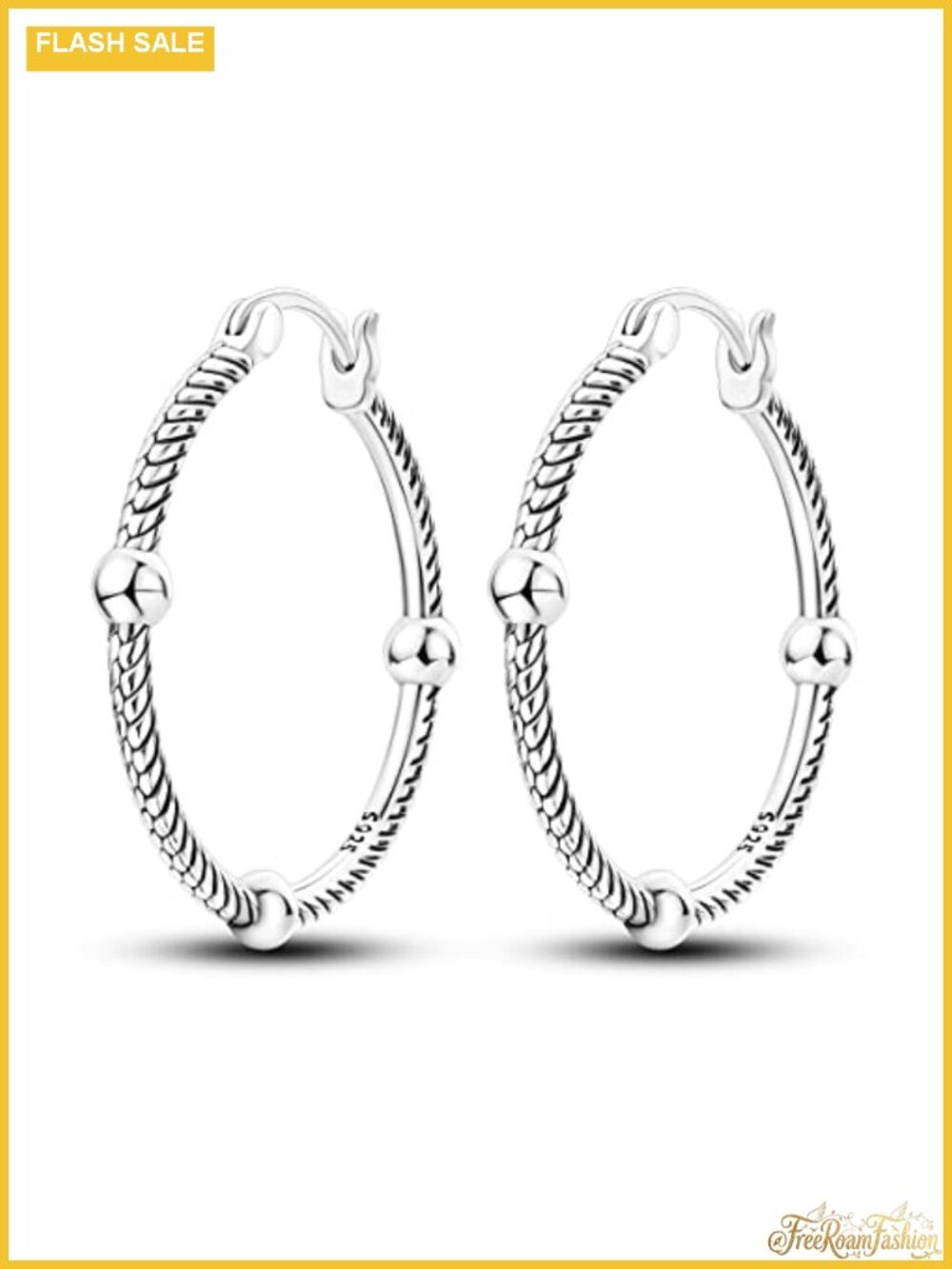 925 Sterling Silver Hoop Earrings for Women Dangle Earrings Rope Design Double
